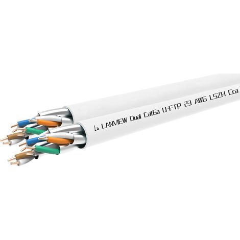 Câble réseau Lanview Cat6a U-FTP 4x2xAWG23 LSZH blanc 305 m, classe de résistance au feu : Cca, LVN122163