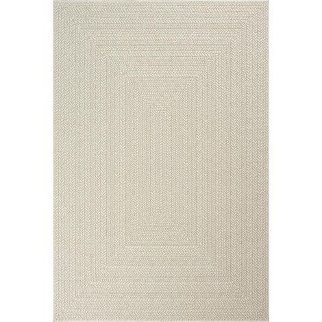 Tapis extérieur intérieur 160x230 crème LYN13 REZY 1 aspect jute ton sur ton