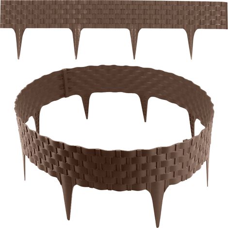 Bordatura per prato effetto rattan I marrone I Moduli 4x80 cm I Bordatura in plastica per aiuole e prati I Bordatura flessibile per aiuole