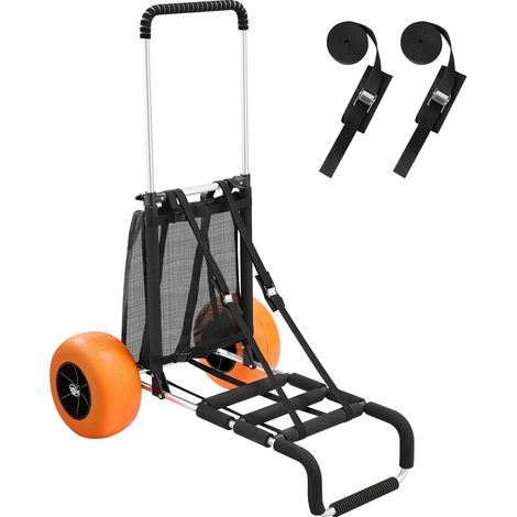 Chariot de Plage avec Grandes Roues en Mousse 30,5 cm, Chariot de Transport 76x39 cm, Capacité de Charge 75 kg, Hauteur Réglable de 82 à 128,5 cm, Diable pour Camping Pique-Nique BBQ Extérieur (1/5)