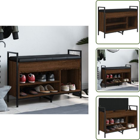 Panca in legno - vidaXL Panca Porta Scarpe Rovere Marrone 85,5x32x57,5 cm - Panca in metallo