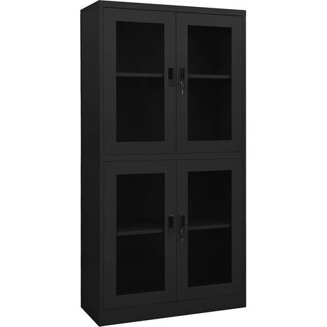vidaXL Armoire de bureau Anthracite 90x40x180 cm Acier et verre trempé (1/5)