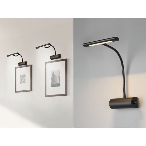 Flexible LED Bilderleuchte CURTIS, Wandleuchte mit Drehdimmer, Schwarz (1/5)