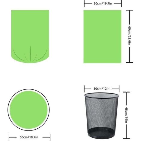 Lot de 100 sacs poubelles bio 20 L, sacs à déchets organiques compostables,recyclés épais, biodégradables, 50 x 60 cm (vert) (1/3)