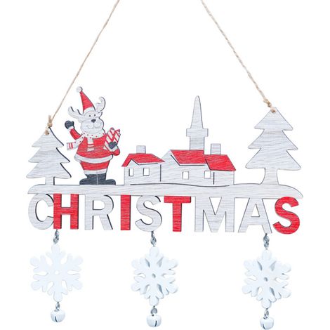 Tablero Navideño De Madera - Adorno Colgante Para Puerta Y Arbol De Navidad - Decoracion Interior Y Exterior - 1 Unidad (1/5)