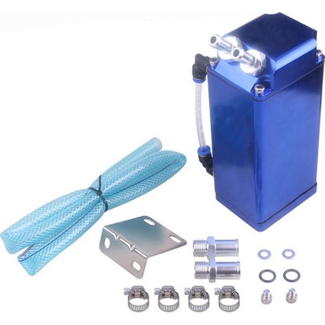 Bidon d'huile carré RASTP pour personnalisation automobile avec séparateur huile-gaz et filtre secondaire de récupération d'huile usée - Bleu (sans marquage) (1/4)