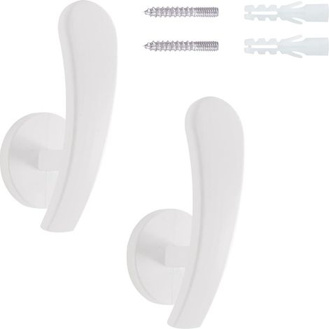 Zweiteiliges Set aus weißen, kommaförmigen Gardinenhaken und Gardinenhalterungshaken aus Aluminiumlegierung, sofort lieferbar. (1/5)