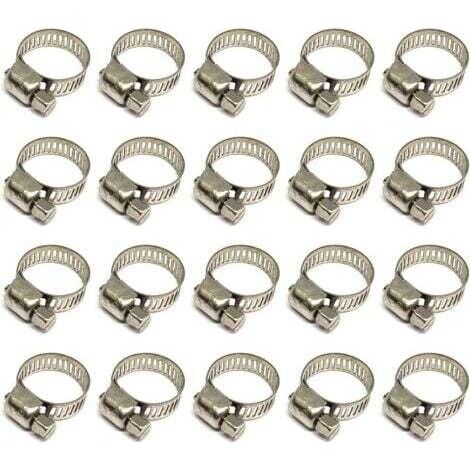 BUNTHAUS PA Aiperq 20 Pièces Collier De Serrage Tuyau, Collier De Serrage Tuyau Réglable 12-20mm, 304 Collier De Serrage Inox, Collier Serrage Métallique, Pour Tuyau, Home Gaz, Famille Tuyau D'eau, Câ (1/4)