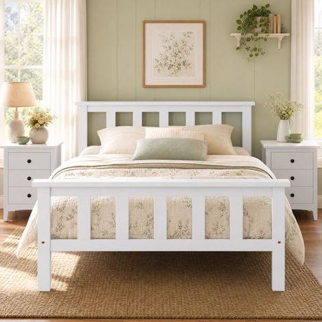 Letto singolo per bambini 90x200 cm in legno bianco salvaspazio FloraGrace, senza materasso (1/5)