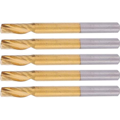 Fraise hélicoïdale 5 pièces, coupeur une lèvre carbure titane, métrique 4x12x45mm, acier rapide HSS, outils de fraisage précision. (1/5)