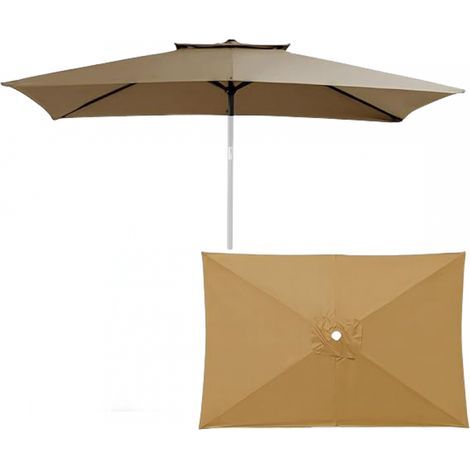 Ersatzschirm, rechteckig, 2 x 3 m, für Strand, Pool, Terrasse, Garten (khaki) (1/5)