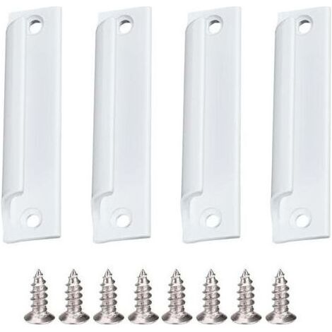 Poignée de porte, 4 pièces avec vis, poignée de porte de balcon, convient aux portes d'armoires à tiroirs, blanc (1/4)