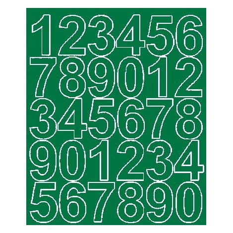 Pegatinas autoadhesivas con números de 4,5 cm, color verde mate.