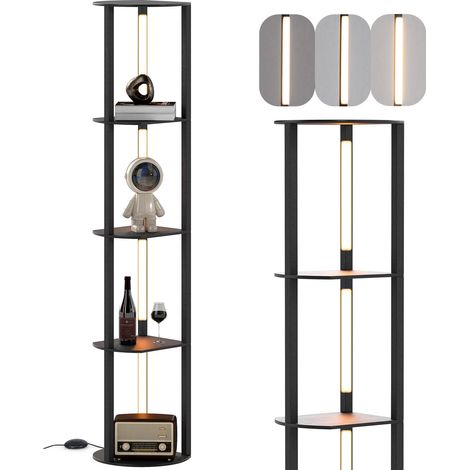 Lampada da terra con ripiano a 4 ripiani con 4 strisce LED rotanti, luminosità regolabile a 3 livelli e interruttore a pedale, per soggiorno e camera da letto (1/5)
