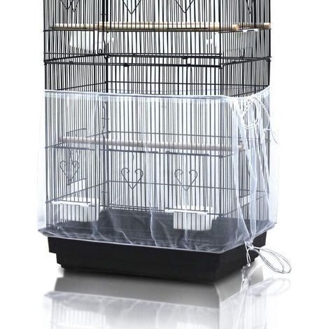 Couverture universelle pour cage à oiseaux, attrape-graines, jupe pour cage à perroquets - blanche (cage à oiseaux non incluse) Housse de cage (1/4)
