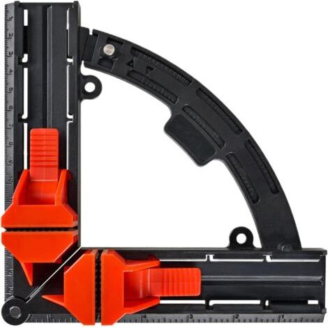 Schwarze Multiwinkel-Positionierungszwinge, 17,8 cm x 17,8 cm, rechtwinklige Zwinge einstellbar von 30° bis 90°, geeignet für die Montage von Regalen und Schränken, robuste Befestigungsvorrichtung (1/5)