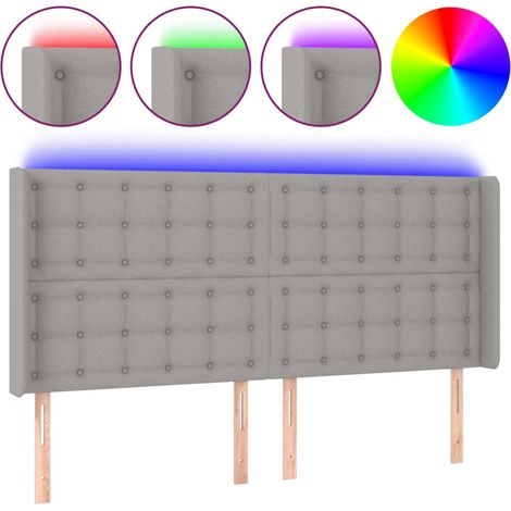 Maison Exclusive - Cabecero con LED de tela gris claro 163x16x118 (1/5)