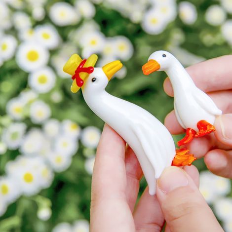 Niedliche dekorative Entenfigur aus Glas, Tierkunst, Schreibtischdekoration (1/5)