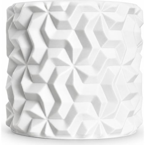 Cache-pot blanc à motif géométrique 3D pour plantes en mezzanine (1/3)