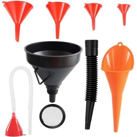 Einfülltrichter Set 7-teilig, flexibel, rechtwinklig, mit Filter, für Auto & Küche (1/5)