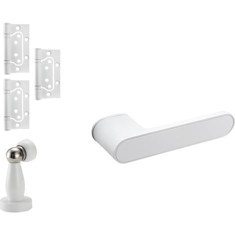 Poignée de porte intérieur, ensemble de poignées de porte D.50 mm, Aluminium, blanc. (1/4)