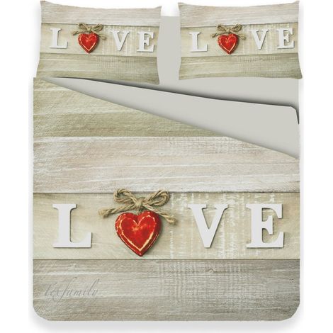 COPRIPIUMINO IMA.TEX FOTOGRAFICO CUORE SHABBY CHIC LOVE Cm. 155X200