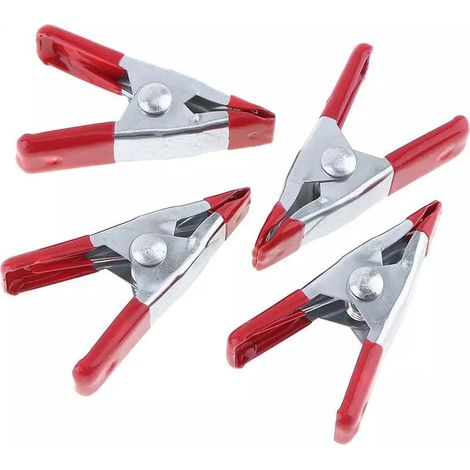 6 Pièces Pinces à Ressort en Métal de 4 Pouces Pince à Colle Métallique Pinces Avec Revêtement en Caoutchouc pour Bâche Camping Tarpaulin Travail Bois (1/5)