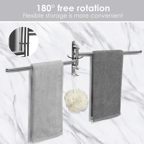 Toallero de baño de 35 cm para baño y cocina, barra giratoria de acero inoxidable resistente y práctica, fácil de limpiar