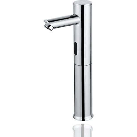 HOMSSY Grifo Electrónico Alto con Sensor, Grifo Automático de 1 Agua, Sensor Infrarrojo sin Contacto, Mezclador de Agua Fría y Caliente, Latón Cromado Resistente (1/4)