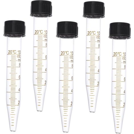 5 pièces Lot de Tubes Centrifugeurs Coniques avec Bouchons à Vis pour Laboratoire Tubes Essai Verre Étanches et Résistants pour Biologie et Chimie (1/5)