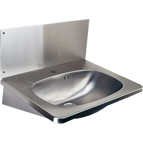 Sanela Lavabi in acciaio inox - Lavabo con troppopieno 595x445 mm, con foro per rubinetto, acciaio inox SLUN 02