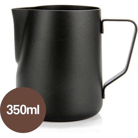 Pot à lait moussant – 350 ml – Noir – Acier inoxydable – Barista – Mousse de lait (1/5)