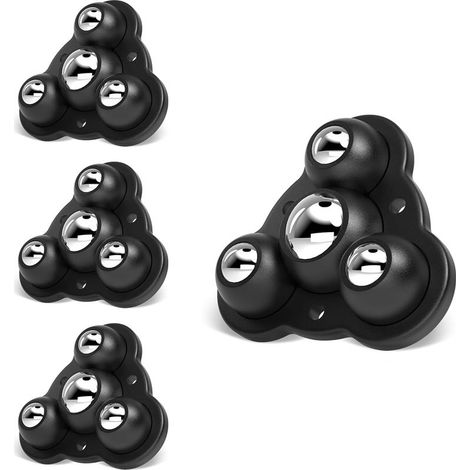 Ruote per mobili, ruote universali girevoli a 360°, ruote in acciaio adesive da 2,4 pollici per piccoli mobili, ruote per elettrodomestici da cucina (nero, 4 pezzi) (1/5)