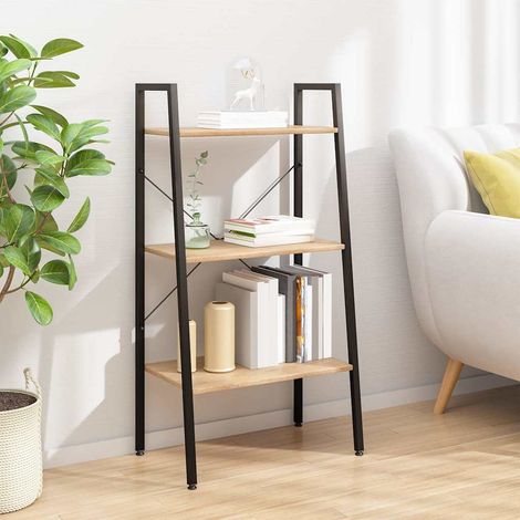 vidaXL 3-Tier Standing Shelf Light Brown and Black 56x35x108 cm (1/5)