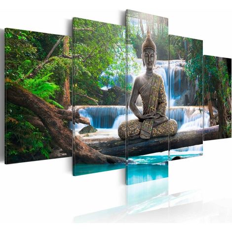 Tableau bouddha et cascade - 200 x 100 cm (1/4)