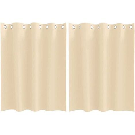 Rideaux occultants, avec anneaux de suspension, ensemble de deux pièces, beige, 140 x 140 cm (1/4)