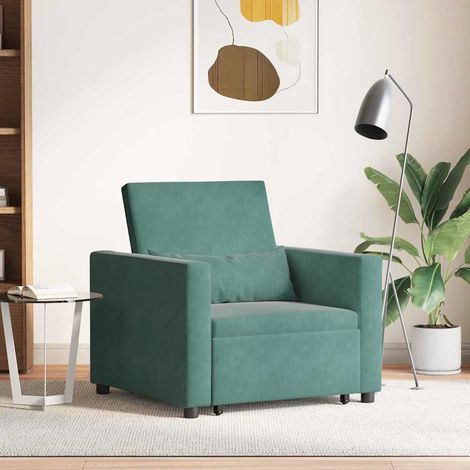 Ausziehbare Schlafcouch Einzel mit Rädern Dunkelgrün Samt