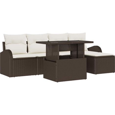 Maison Exclusive - Ensemble de canapé de jardin 6 pcs Marron polyrotin (1/5)