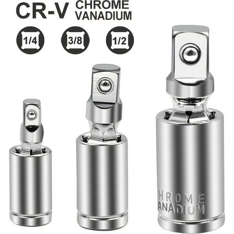 Jeu de 3 adaptateurs de douille articulés à cardan (1/4", 3/8", 1/2") pour clés à douille (1/5)
