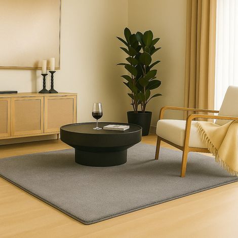 VOUNOT® Teppich Wohnzimmer 120x160 cm, mit Rutschfeste Rückseite & Antirutschmatte Grau