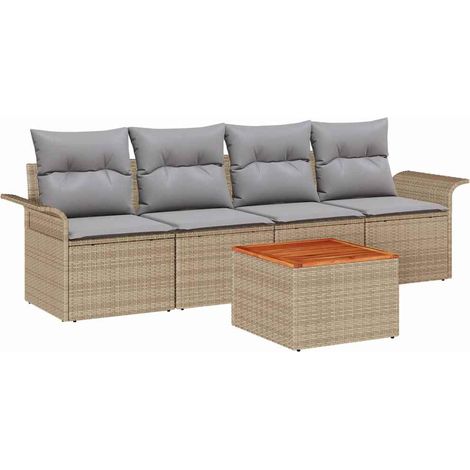 Maison Exclusive - Gartensofa-set mit Kissen 5 pcs Beige Poly-Rat