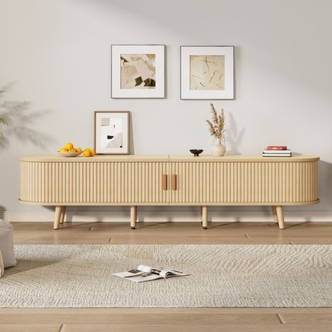 Meuble TV 175 cm en bois MDF, avec tiroirs et portes coulissantes pieds en bois massif (1/5)