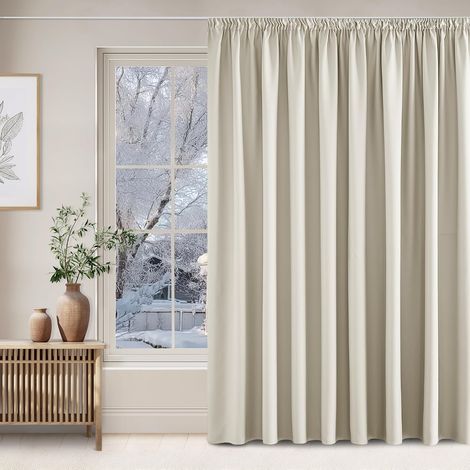 Rideaux et Draperies Intérieurs Occultant Galon Fronceur Décoration de Fenêtre Isolation Thermique pour Maison Chambre Salon, L 300 sur H 240 cm, Beige Clair, 1 PC (1/5)