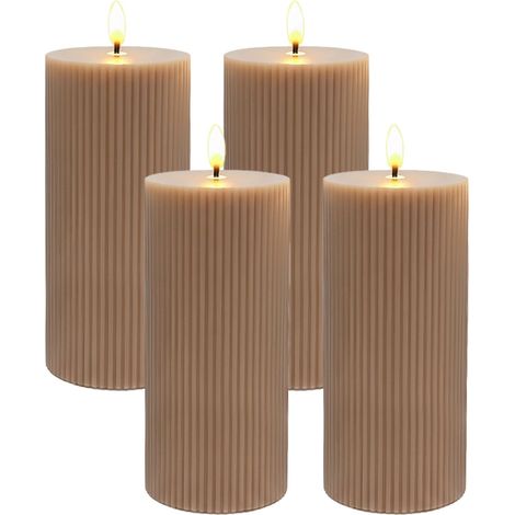 LED-Kerzen-Set, 4er-Pack, Echtwachs, 18 cm, flackernde Flamme