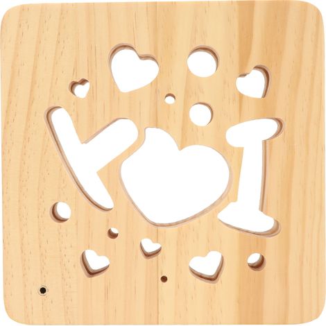 Lampe 3D en Bois Coeur Découpé Lumière Douce USB LED Veilleuse pour Chambre Bureau Salon (1/5)