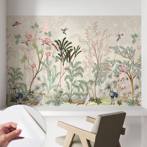 Papier peint autocollant avec imprimé pour décoration intérieure pour rénovation a motif Oasis tropicale 104x70 cm (1/5)