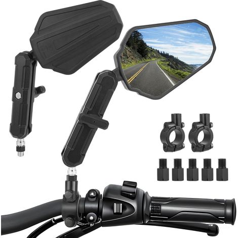 Motorrad Lenkerspiegel 22mm mit M8/M10 Schrauben, verstellbar, für Roller & Bikes (1/5)