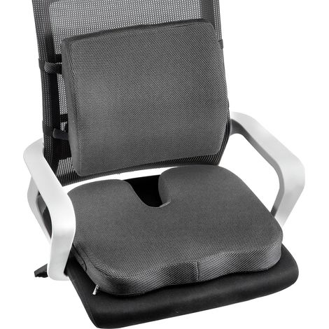 Youyijia Support Pillow and Seat Cushion Ergonomic Coccyx Back Support, Lumbar Support Cushions to Relieve Sciatica and Back Pain for Gaming, Car Seat Cushion, Chair Pad (Grey) (1/5)