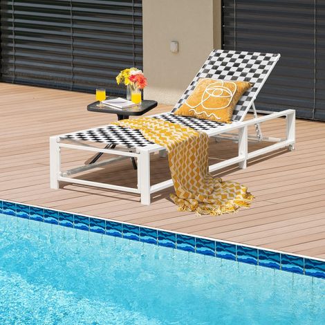 Outdoor Lounge Chair Adjustable Patio Chaise Lounge with Breathable Fabric and Sturdy Metal Frame (1/5)