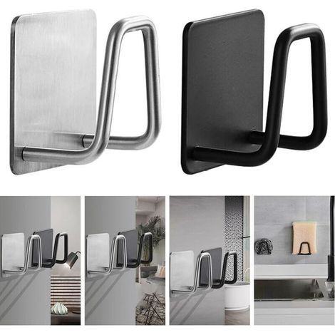 Organisateur évier Support d'éponges de cuisine éponges d'évier auto-adhésives égouttoir de séchage 304 support de rangement en acier inoxydable accessoires d'évier de cuisine GrooFoo (1/5)